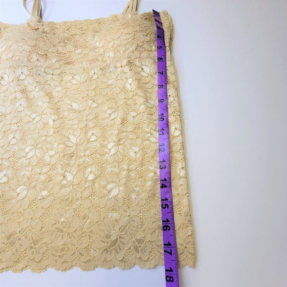 Cream Beige Lace Long Camisole Lace Tank Top Stretchy Camisole - Size L- NEW - Picture 9 of 12
